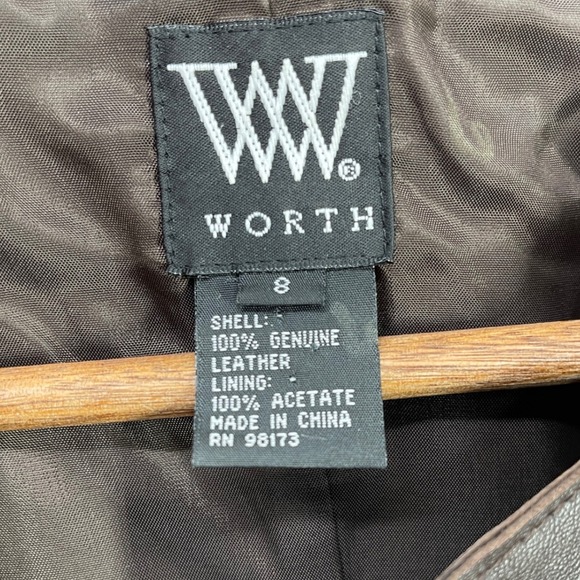 WORTH Women Genuine Leather Vest Moto Distressed Worn Luxury Soft Zip Sz 8 Brown - Picture 4 of 11